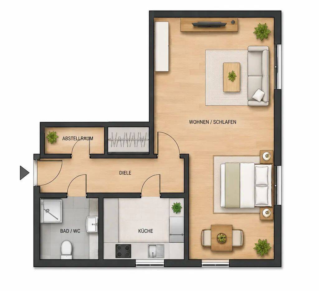 1-Zimmer-Wohnung mit Einbauküche Nürnberg – ab sofort bezugsfrei, 90451 Nürnberg (Eibach Hafen Maiach Reichelsdorf Röthenbach bei Schweinau)