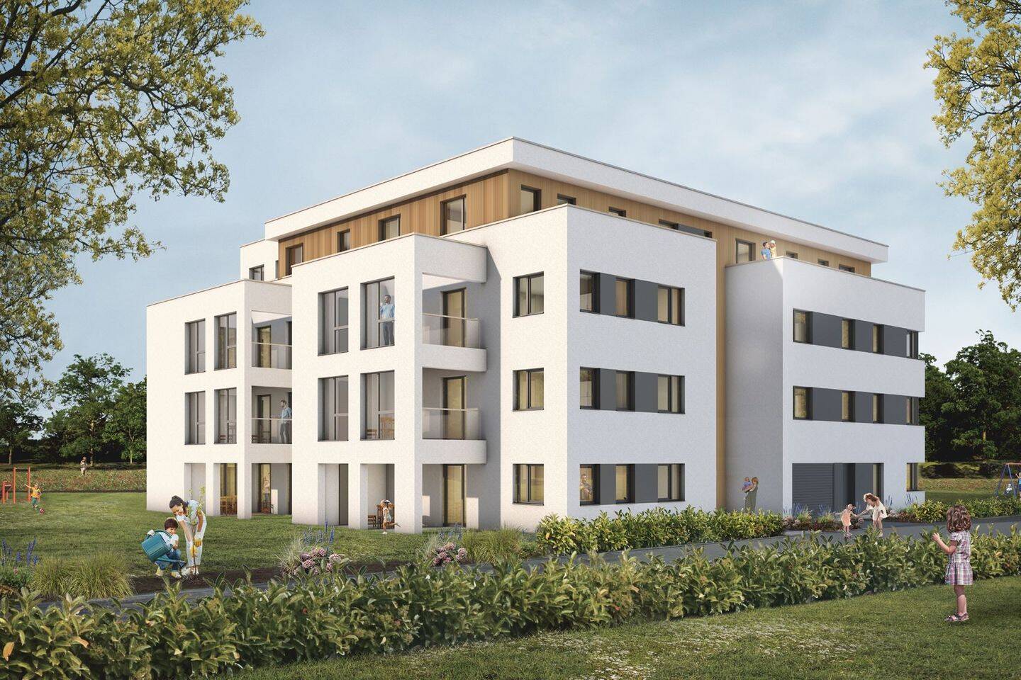 BAUBEGINN ERFOLGT! 3-Zimmer-Wohnung mit Balkon und TG-Platz / Neubau – Erstbezug