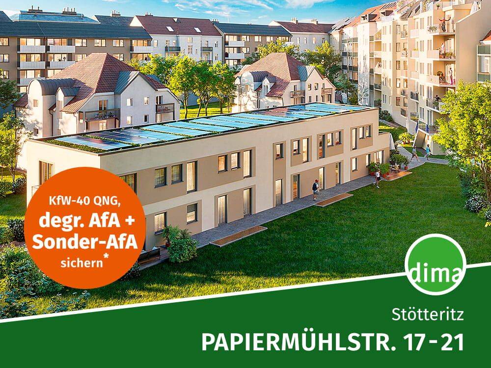 KfW-40 mit QNG: EG-Whg. im Hinterhaus mit großer Terrasse, Tageslichtbad, Kellerabteil u.v.m., 4299 Leipzig (Probstheida Stötteritz)