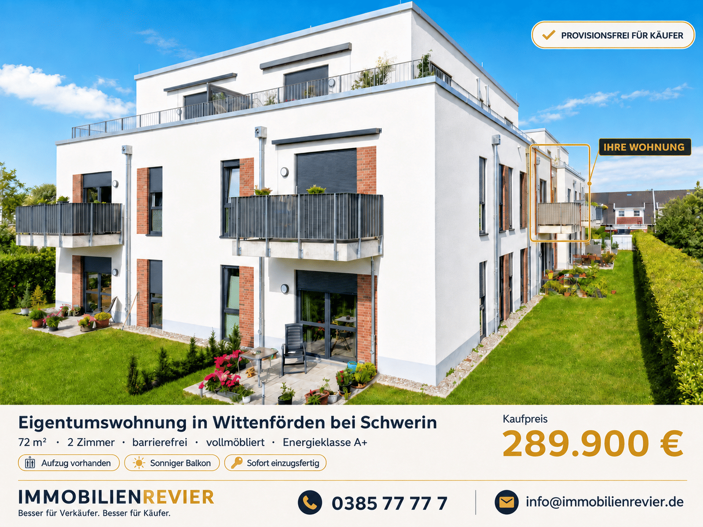 Barrierefrei & komplett möbliert – sofort einzugsfertig, Wittenförden bei Schwerin, provisionsfrei, 19073 Wittenförden