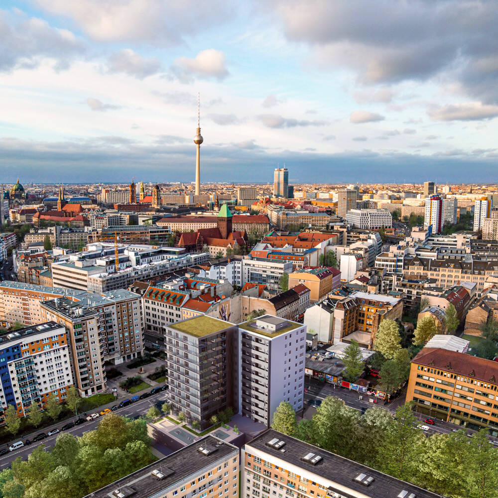 Mitte: Köpenicker Str: VERMIETETE 4-Zi-NEUBAU-Whg -10. OG – 92 m² – 2 BALKONE – SOFORT zu VERKAUFEN, 10179 Berlin (Mitte)