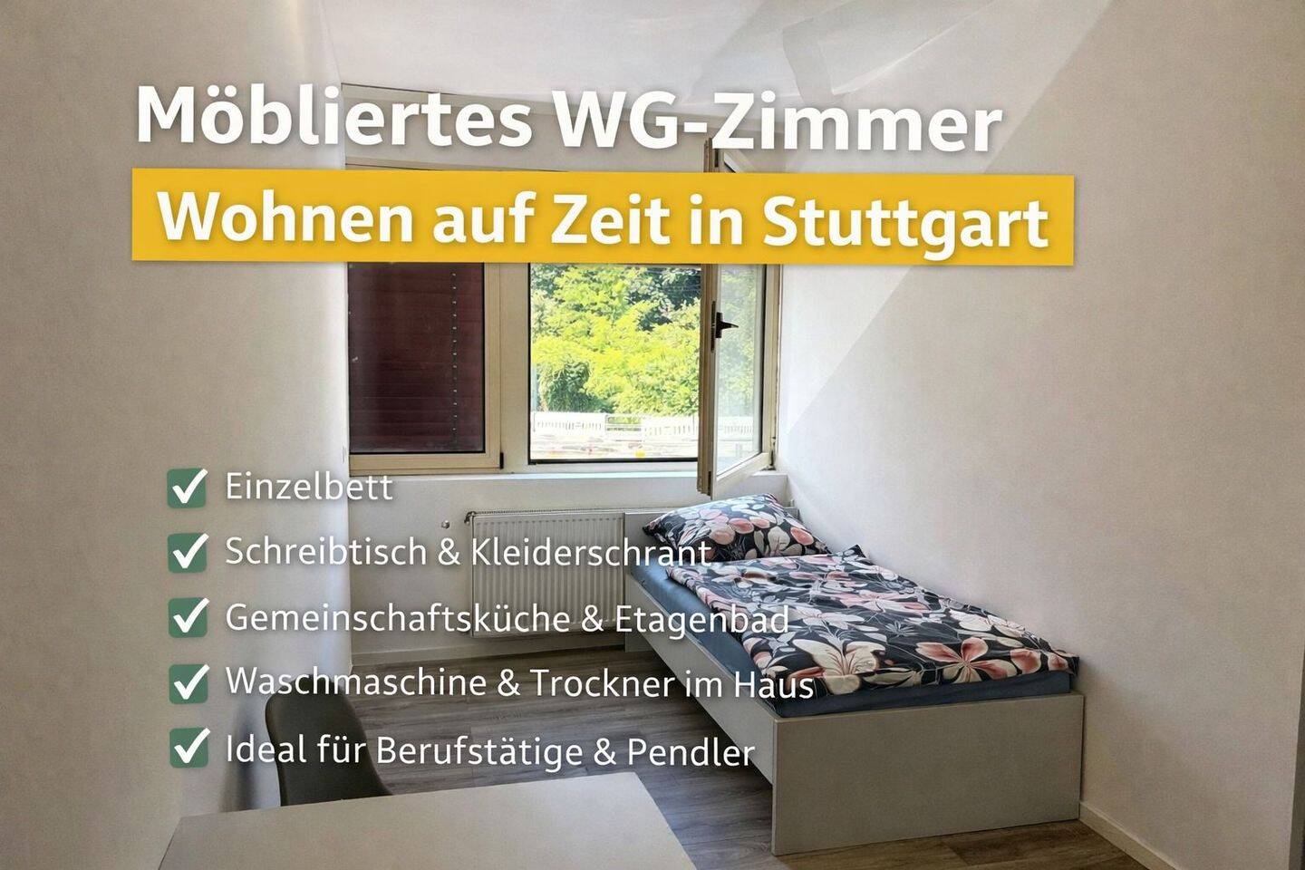 günstige Zimmer buchen in Stuttgart ab 1 Monat für Wohnen auf Zeit, 70327 Stuttgart