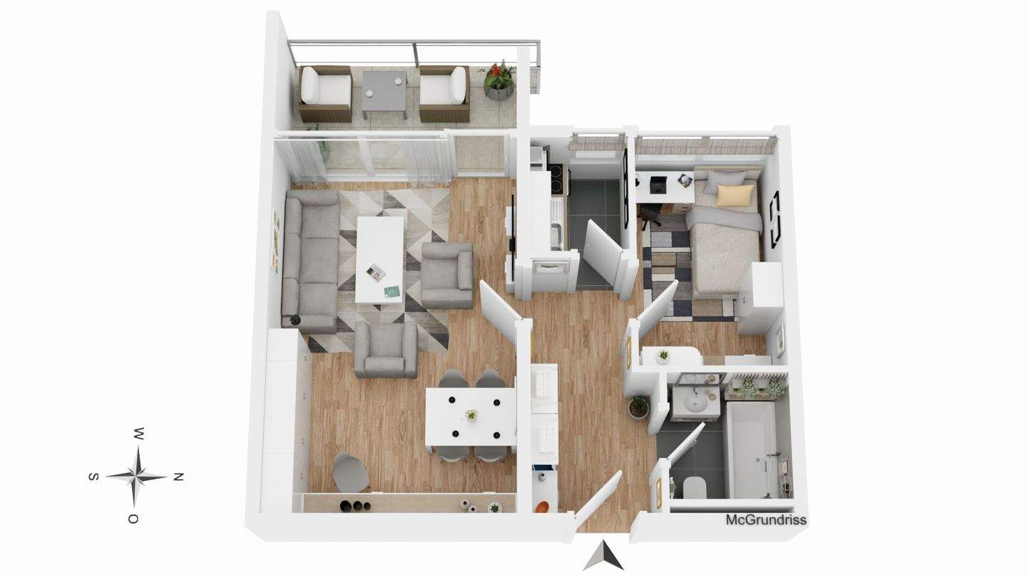 Wohnen über den Dächern von München! Schöne 2-Zimmer-Wohnung mit Balkon und  fantastischem Ausblick!, 81925 München (Bogenhausen)