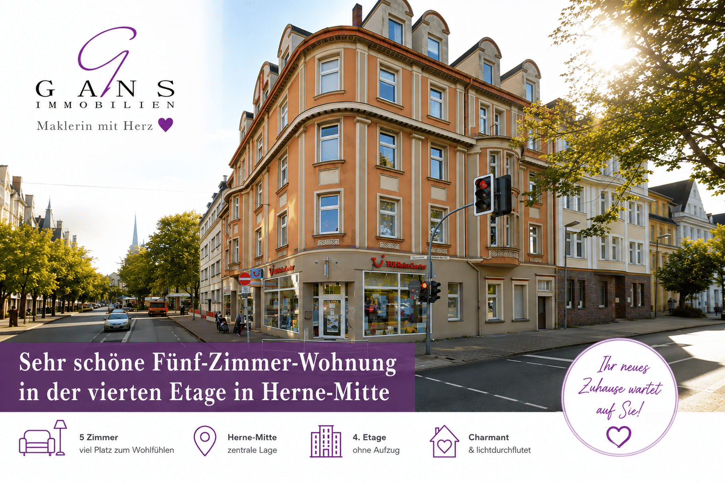 5 Zimmer im 4. Obergeschoss (kein Aufzug) in einem sehr gepflegtem Haus, 44623 Herne (Baukau-Ost Herne-Mitte Herne-Süd)