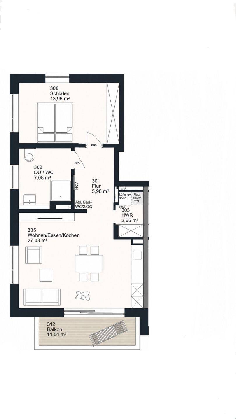 Mietwohnung, 2 Zimmer, 62 m², in Neckartenzlingen, 72654 Neckartenzlingen