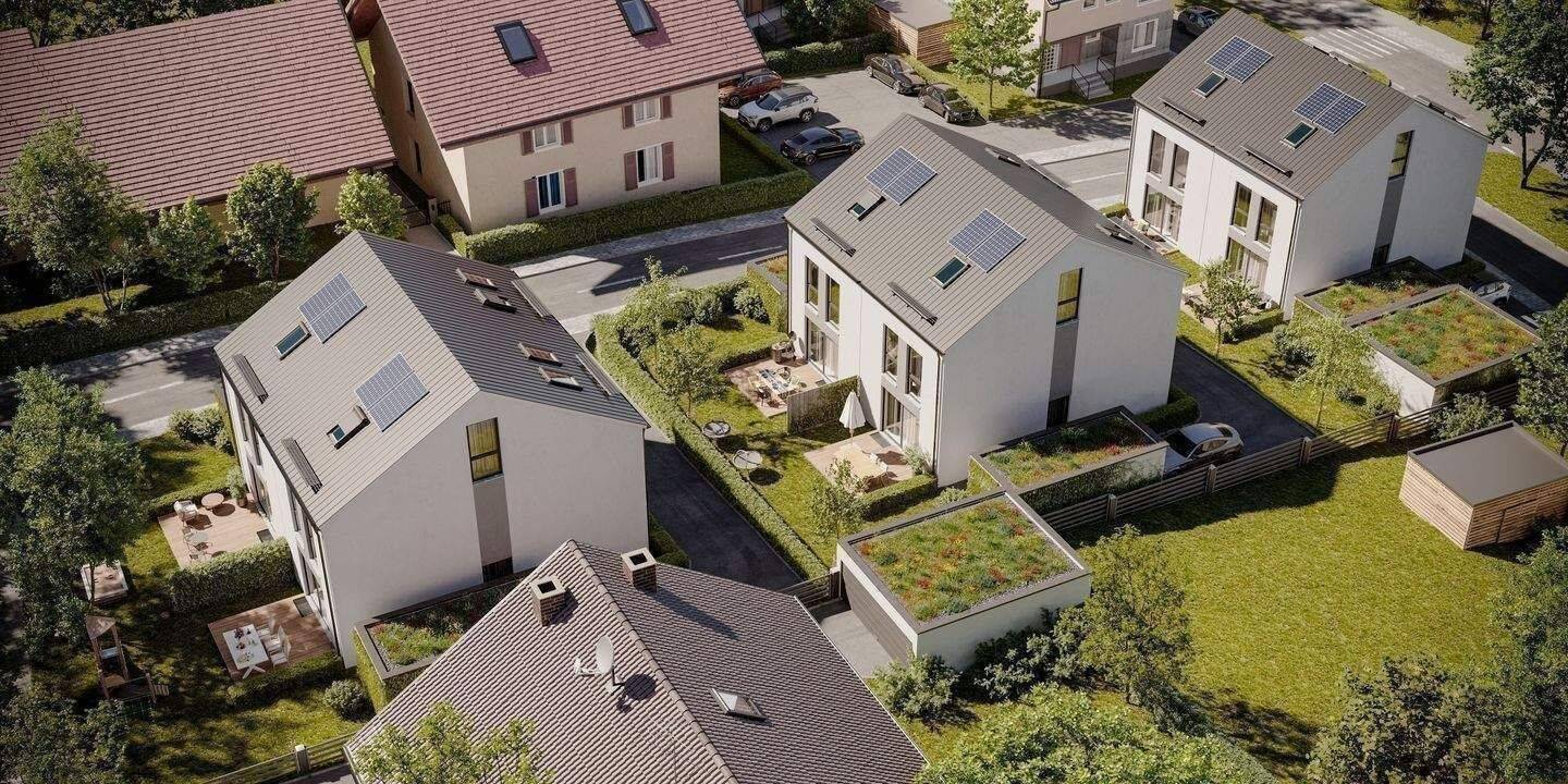 Vor Fertigstellung !,Energieeffizientes KFW 40 DHH mit Förderung ab 100.000.€ bis 220.000.– € inkl. Grundstück , Innenausbau und Doppelgarage, 76228 Karlsruhe