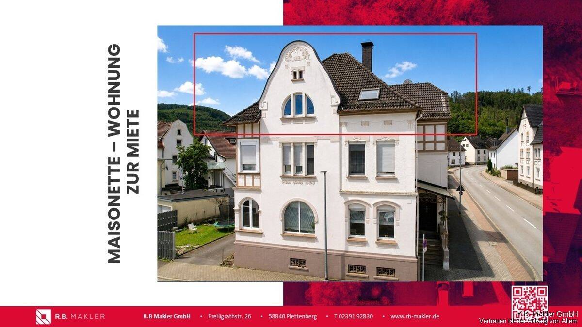 R.B. Makler: Charmante Maisonette-Wohnung mit Altbauflair im Herzen von Plettenberg zur Miete!, 58840 Plettenberg