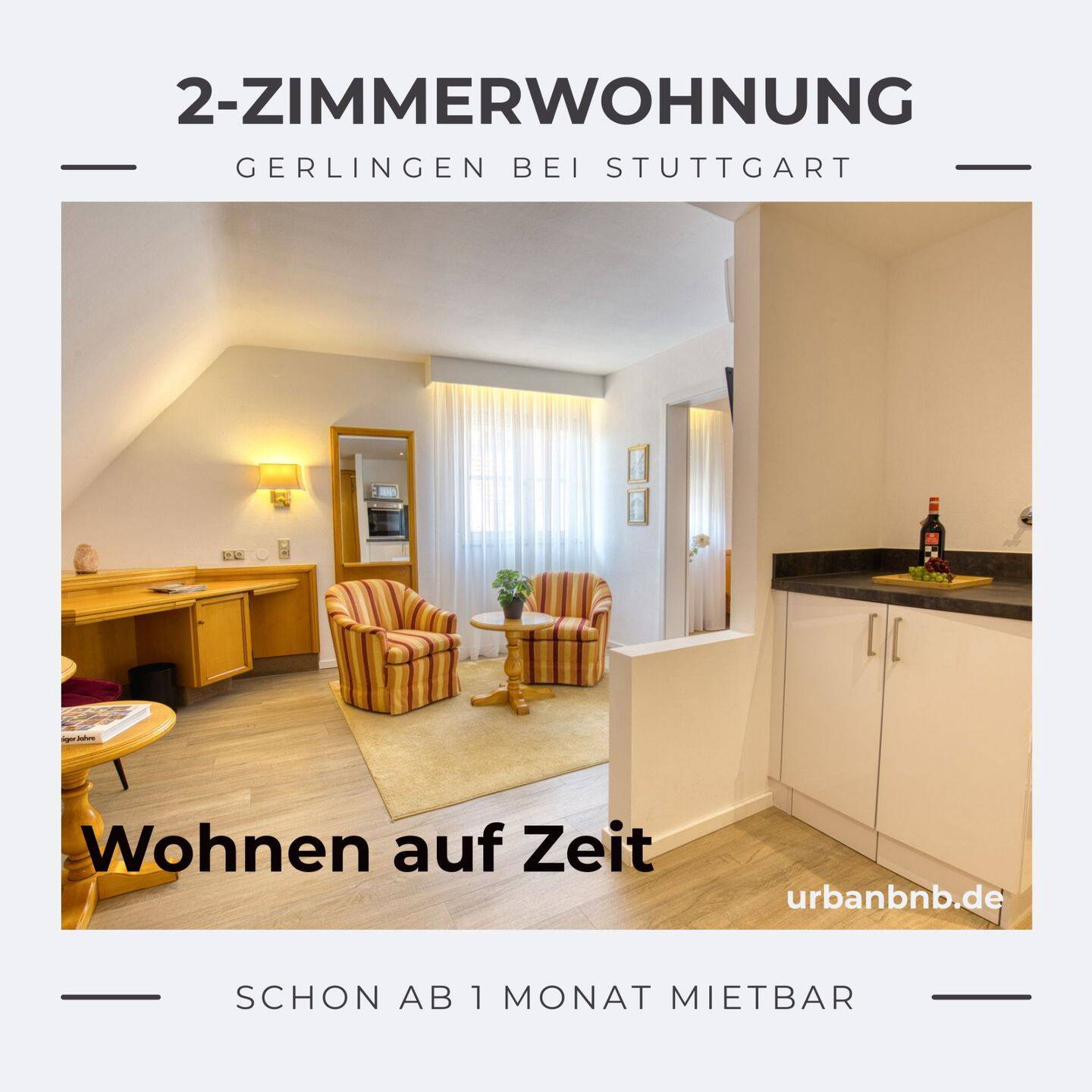 Zeitwohnen in Gerlingen: 2-Zimmerwohnung nahe Bosch, Trumpf & Thales, 70839 Gerlingen