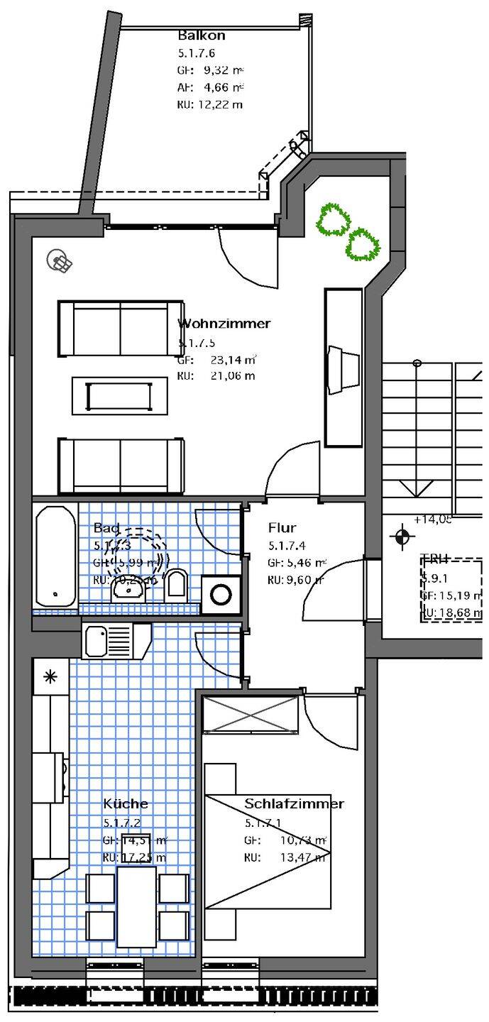 schöne 2-Raum-Dachgeschosswohnung mit Südbalkon, 3046 Cottbus (Mitte Spremberger Vorstadt Ströbitz)