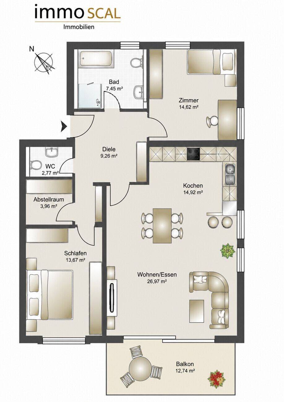 **Großzügig wohnen mit Blick – 3 Zimmer & überdachter Balkon**, 76593 Gernsbach