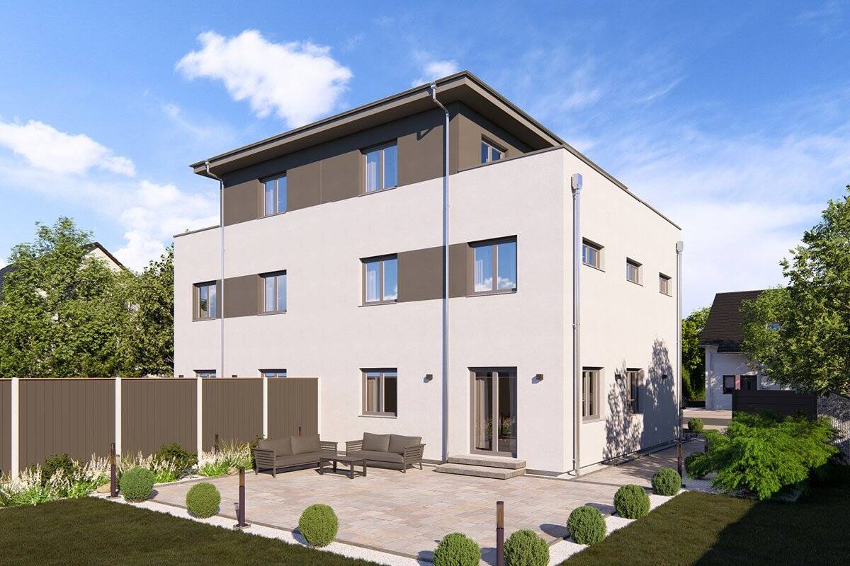 Anspruchsvolles, modernes Wohnen auf drei Ebenen: DHH im Kubus-Baustil mit Flachdach, 41516 Grevenbroich