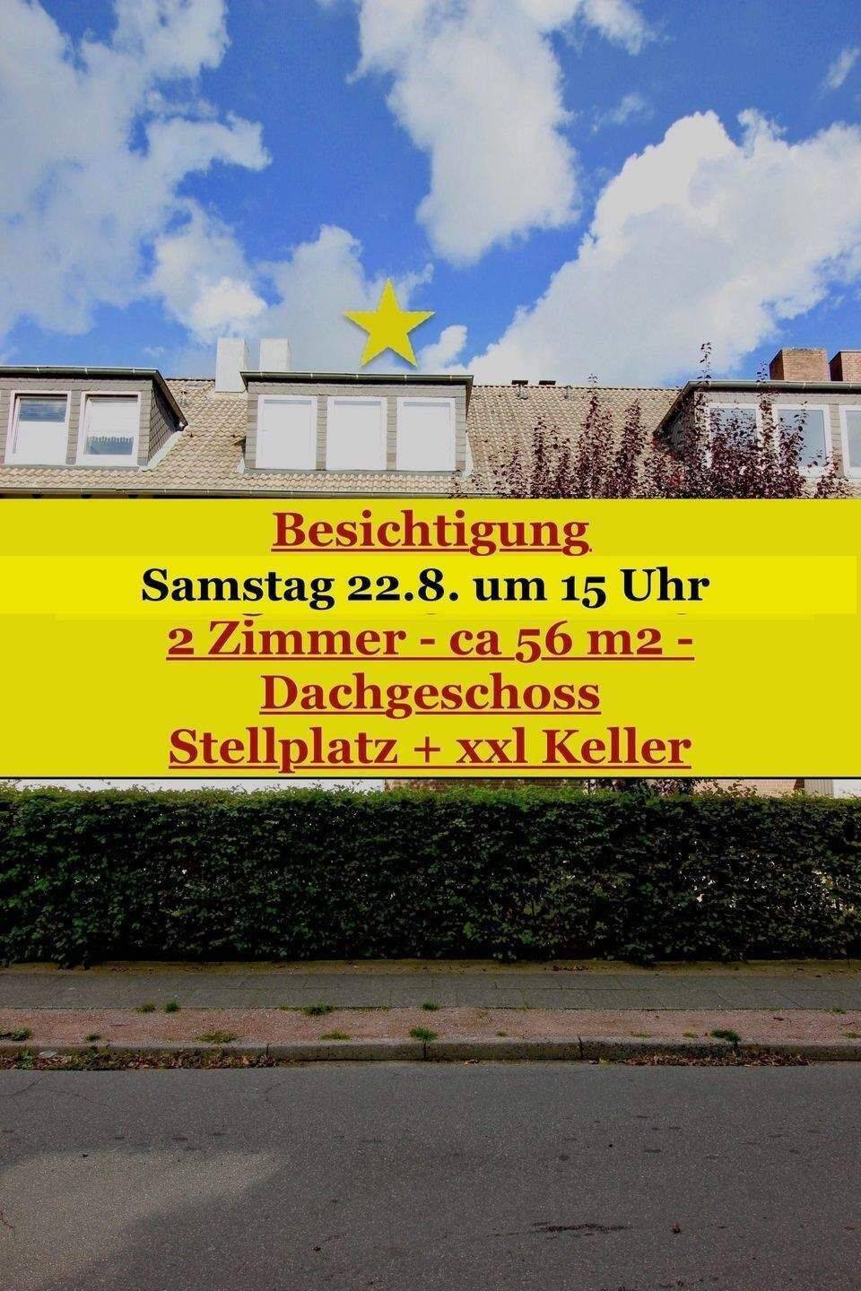 TONNDORF – freie Dachgeschoss-Wohnung – 2 Zimmer – 56 m2 – toller Schnitt 2 Zimmer + Stellplatz + Keller –, 22045 Hamburg (Wandsbek Jenfeld Tonndorf)