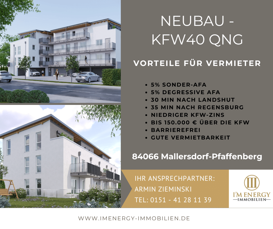 +++ 5% Degressive AfA + 5% Sonder-AfA + KfW-Zins SICHERN – KfW40 QNG +++, 84066 Mallersdorf-Pfaffenberg