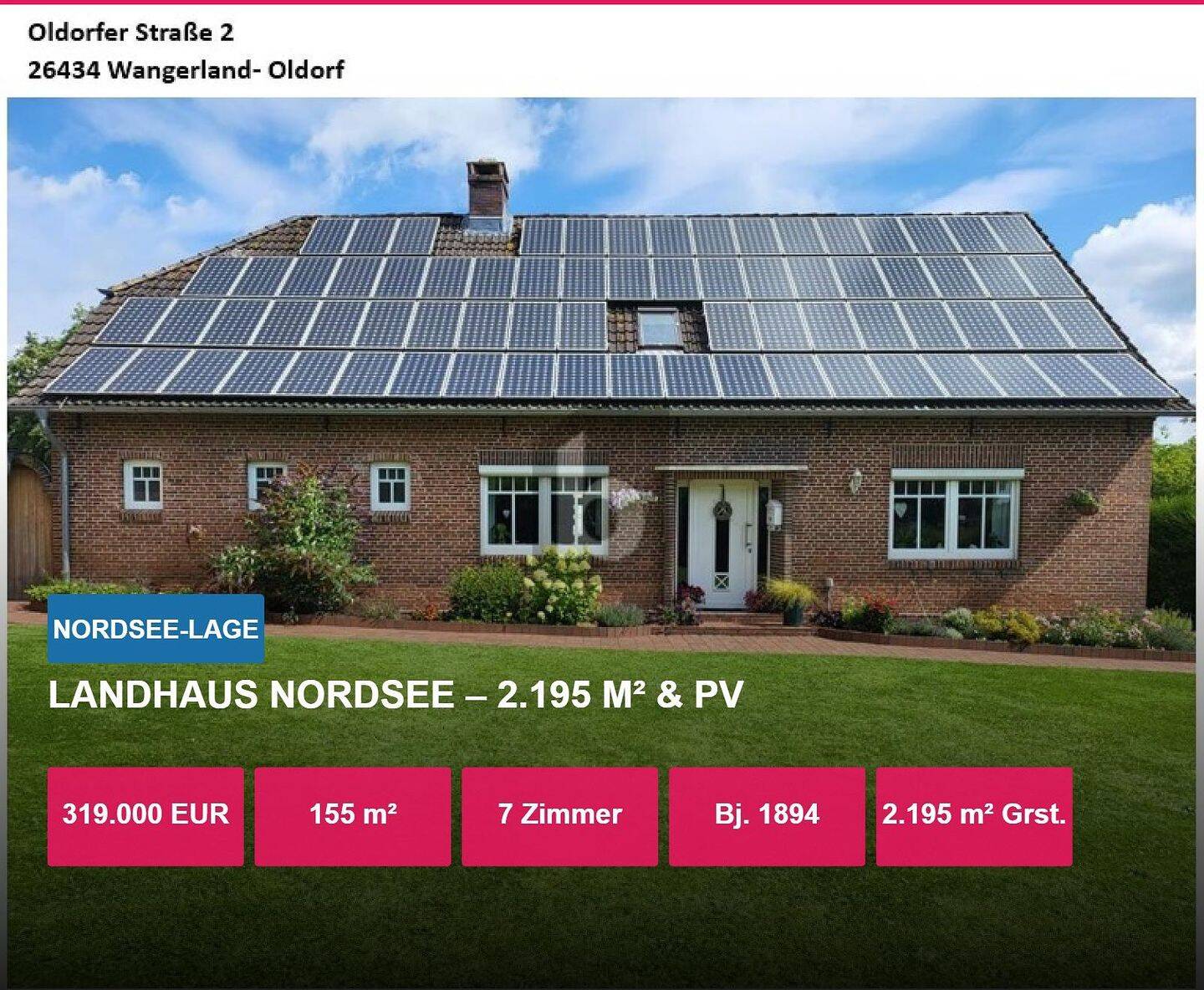 LANDHAUS NORDSEE 2.195 M² & PV, 26434 Wangerland