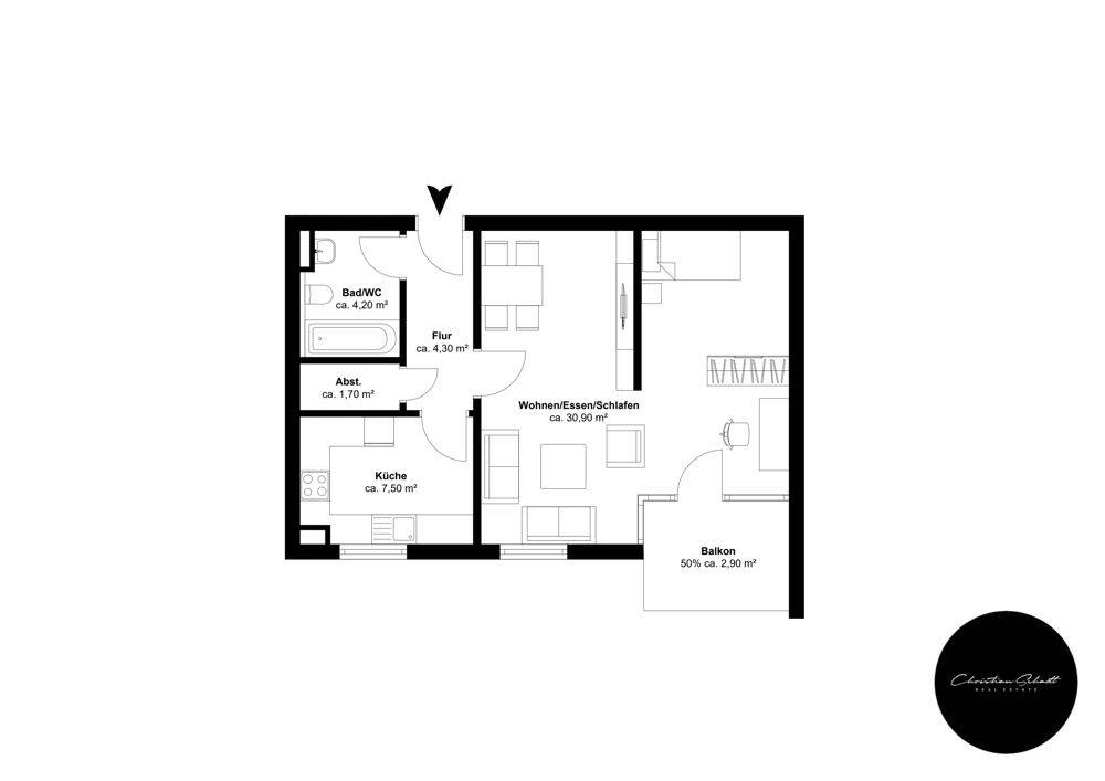 attraktive, helle 1,5 Raum Wohnung mit Balkon und EBK +++TOP+++ Wohnpark Markkleeberg, 4416 Markkleeberg