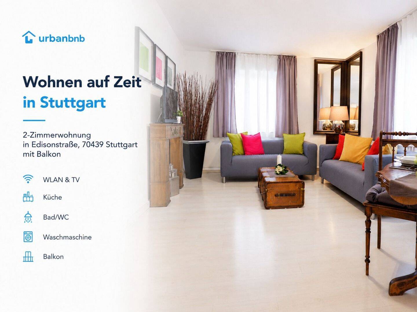 Möblierte 2-Zimmerwohnung Stuttgart – Wohnen auf Zeit, 70439 Stuttgart (Neuwirtshaus Stammheim Zuffenhausen)
