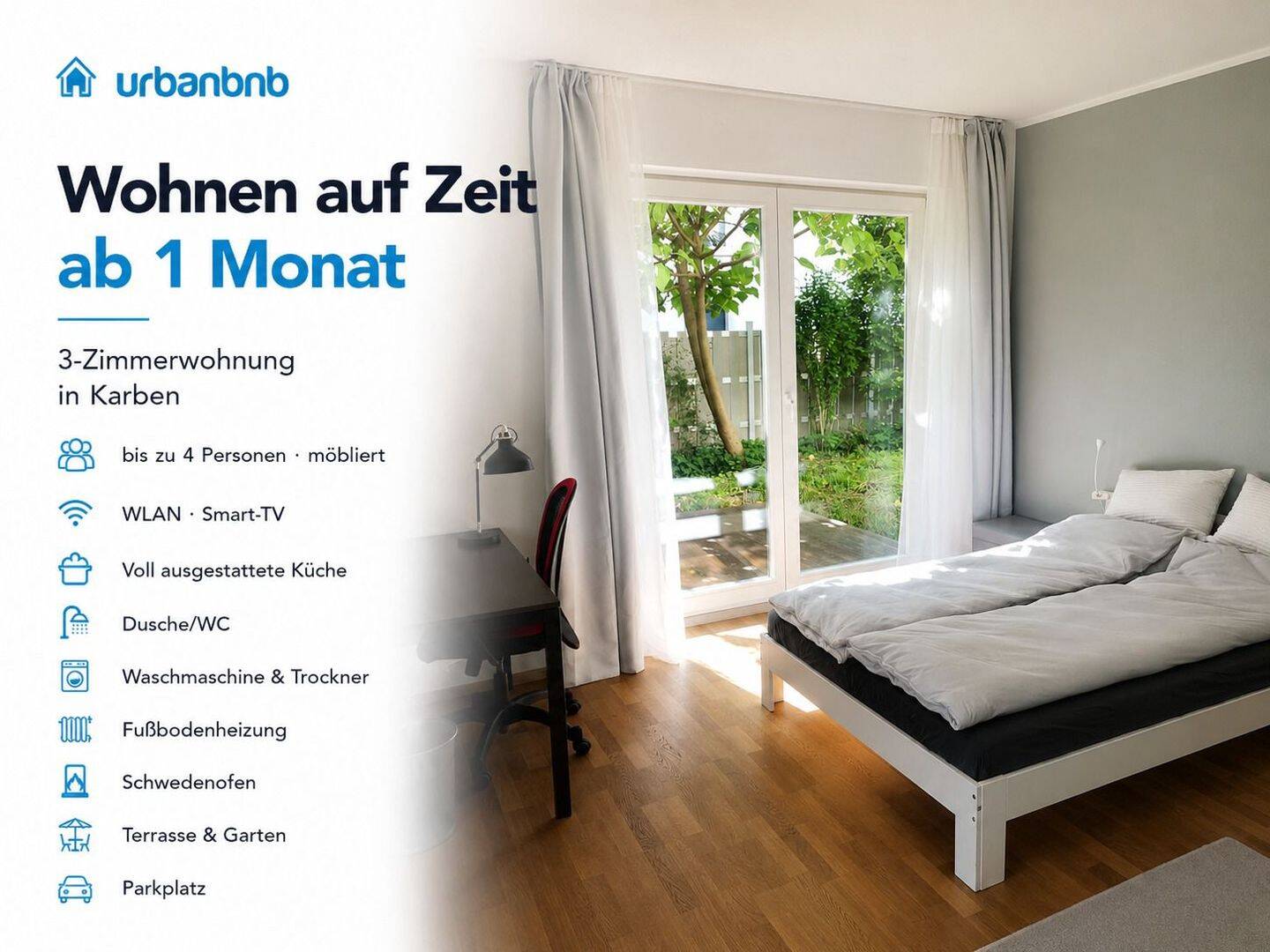 Möblierte 3-Zimmerwohnung Karben  – Wohnen auf Zeit, 61184 Karben