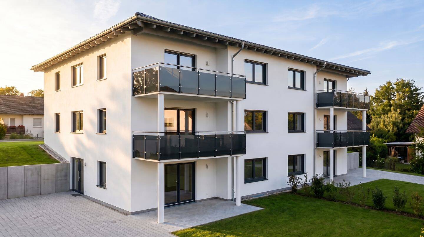 Modernes Wohnen im Neubau: 3-Zimmer-Wohnung im Obergeschoss mit Balkon in Zell, 93199 Zell