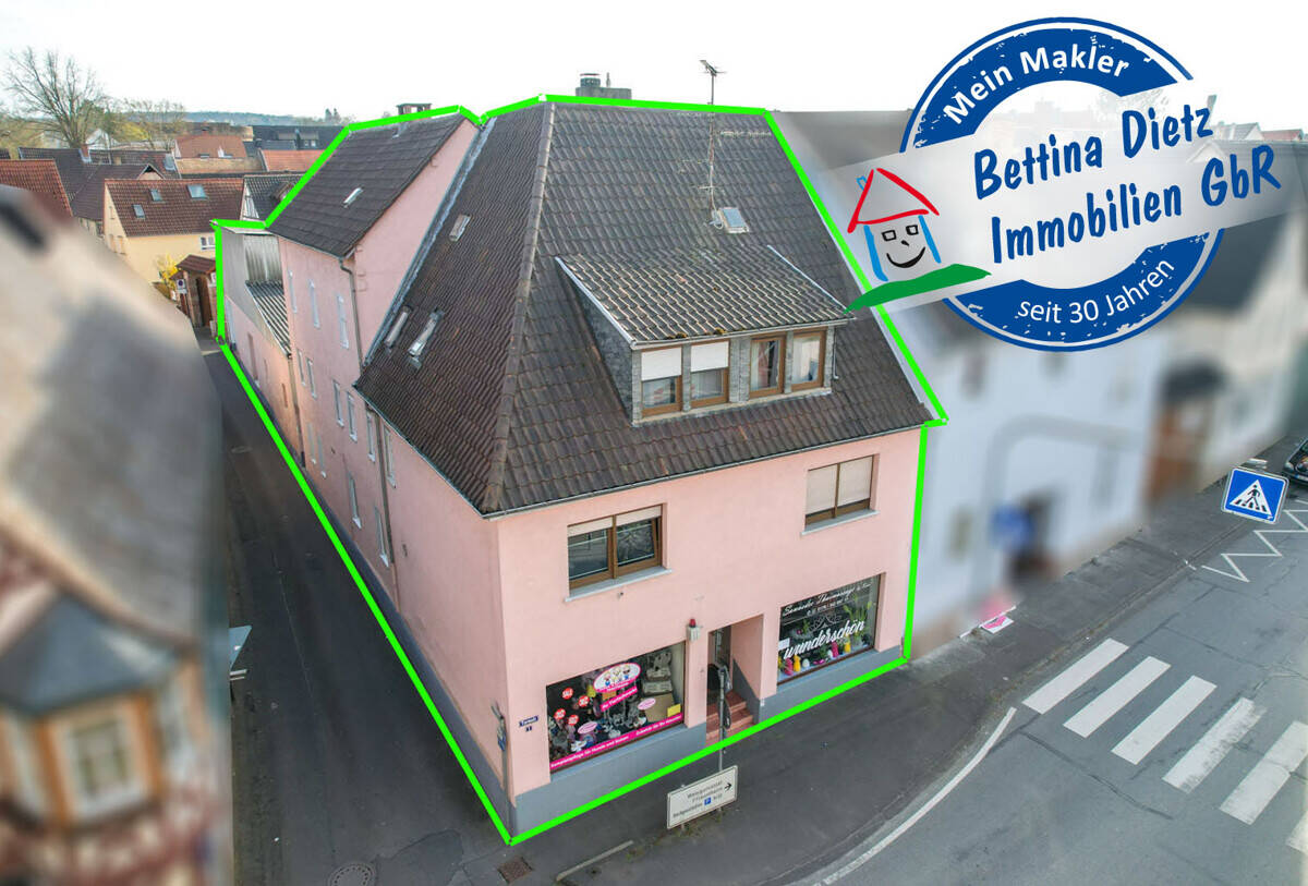 DIETZ: Vermietetes (362qm) Wohn- & Geschäftshaus: 4 Wohneinheiten, 2 Ladenlokale & Gewölbekeller!, 63762 Großostheim