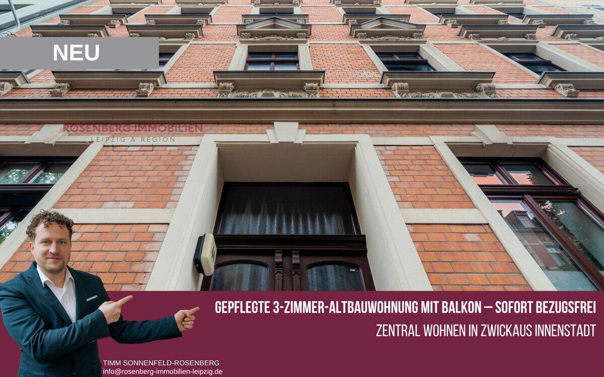 *Provisionsfrei für Käufer* Bezugsfreie 3-Zimmer-Altbauwohnung mit Balkon im Herzen von Zwickau, 8058 Zwickau