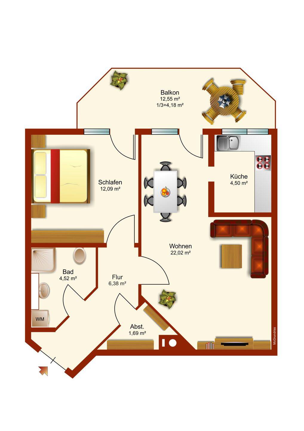 Tolle 2 Zi. – Wohnung mit EBK und Balkon, 28757 Bremen (Aumund-Hammersbeck Fähr-Lobbendorf Schönebeck Sankt Magnus Vegesack)