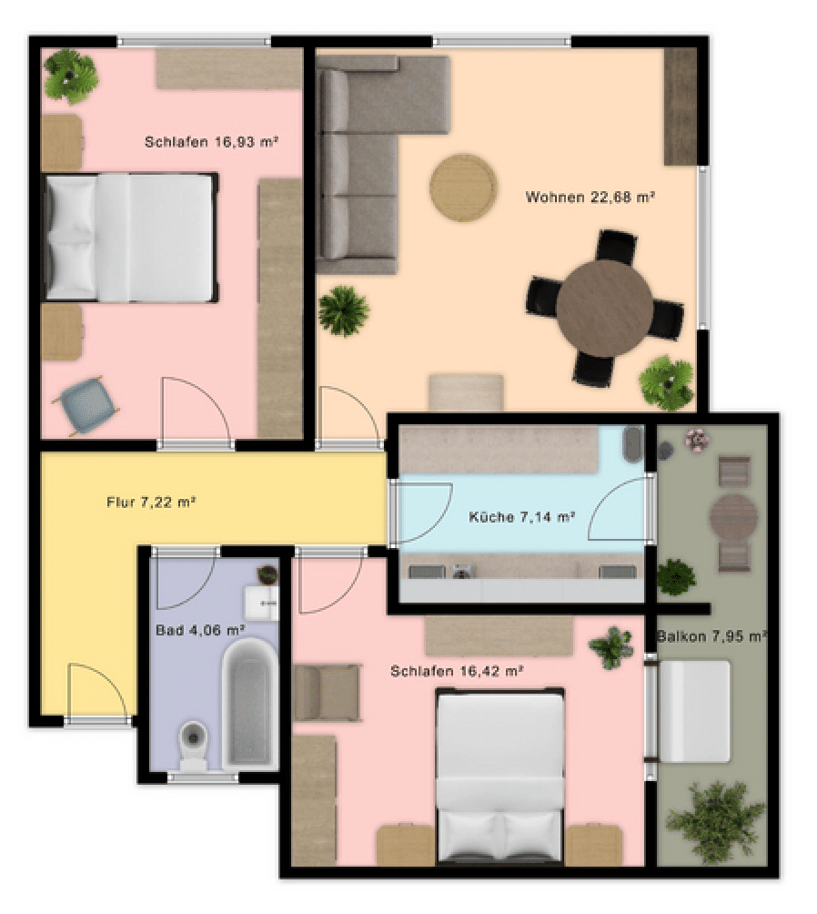 Helle 3-Zimmer-Wohnung mit Balkon (Erstbezug nach Kernsanierung), 97318 Kitzingen