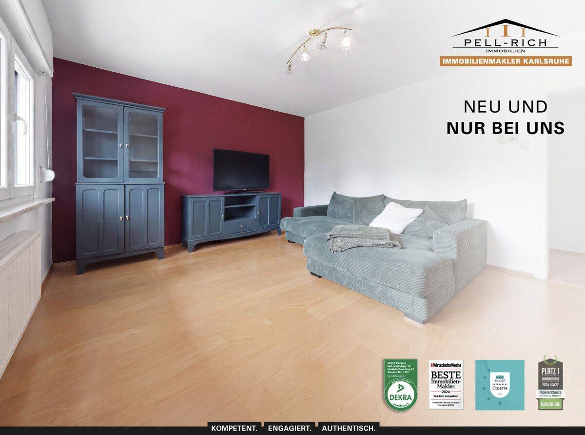 GEMÜTLICH: Helle 2-Zimmer-Wohnung in ruhiger Lage von Karlsruhe-Knielingen, 76187 Karlsruhe (Knielingen Maxau Mühlburg Nordweststadt)