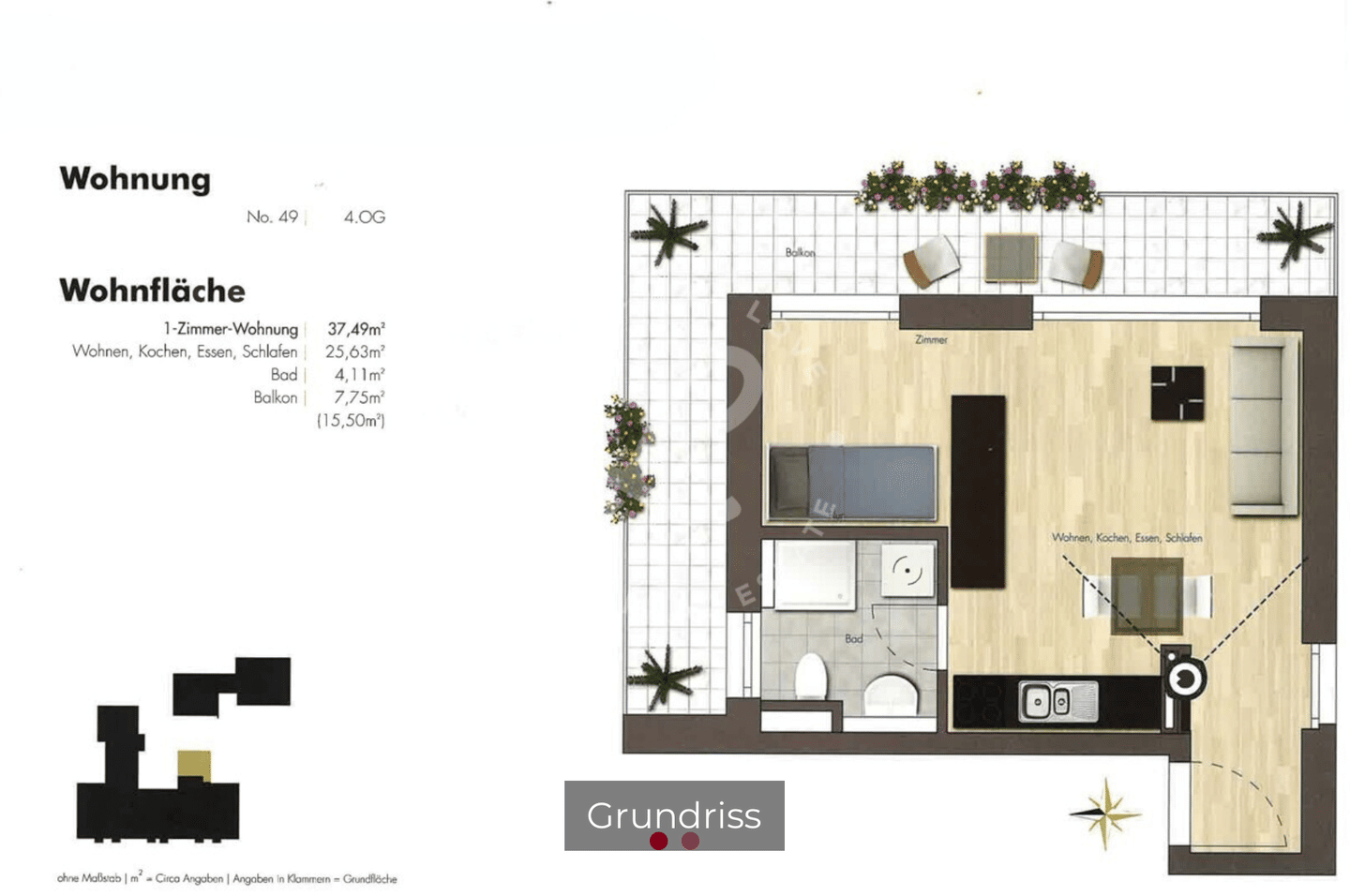 Helle 1-1,5-Zi.-Wohnung mit Dachterrasse und Skylineblick, 60326 Frankfurt am Main (Gallus Griesheim)