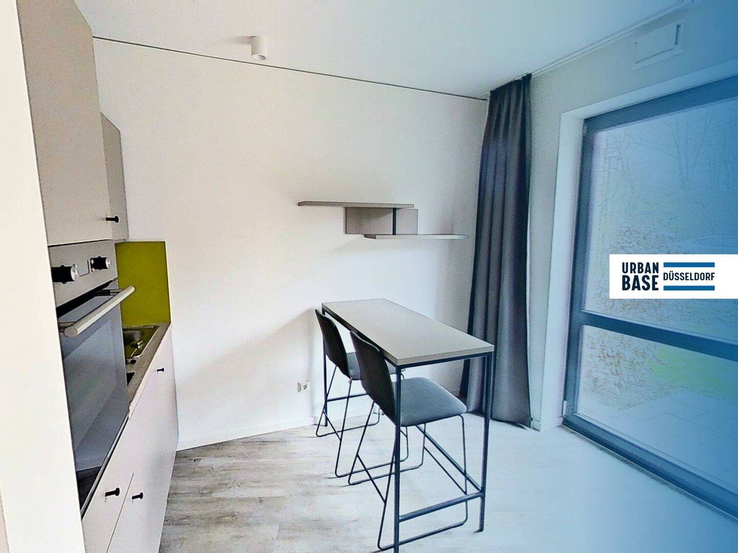 URBAN BASE: Vollmöbliertes 1-Zimmer-Large-Apartment mit EBK, TERRASSE, ALL-IN-MIETE, UVM. am Rheinufer, 40225 Düsseldorf (Bilk Flehe Oberbilk Wersten)