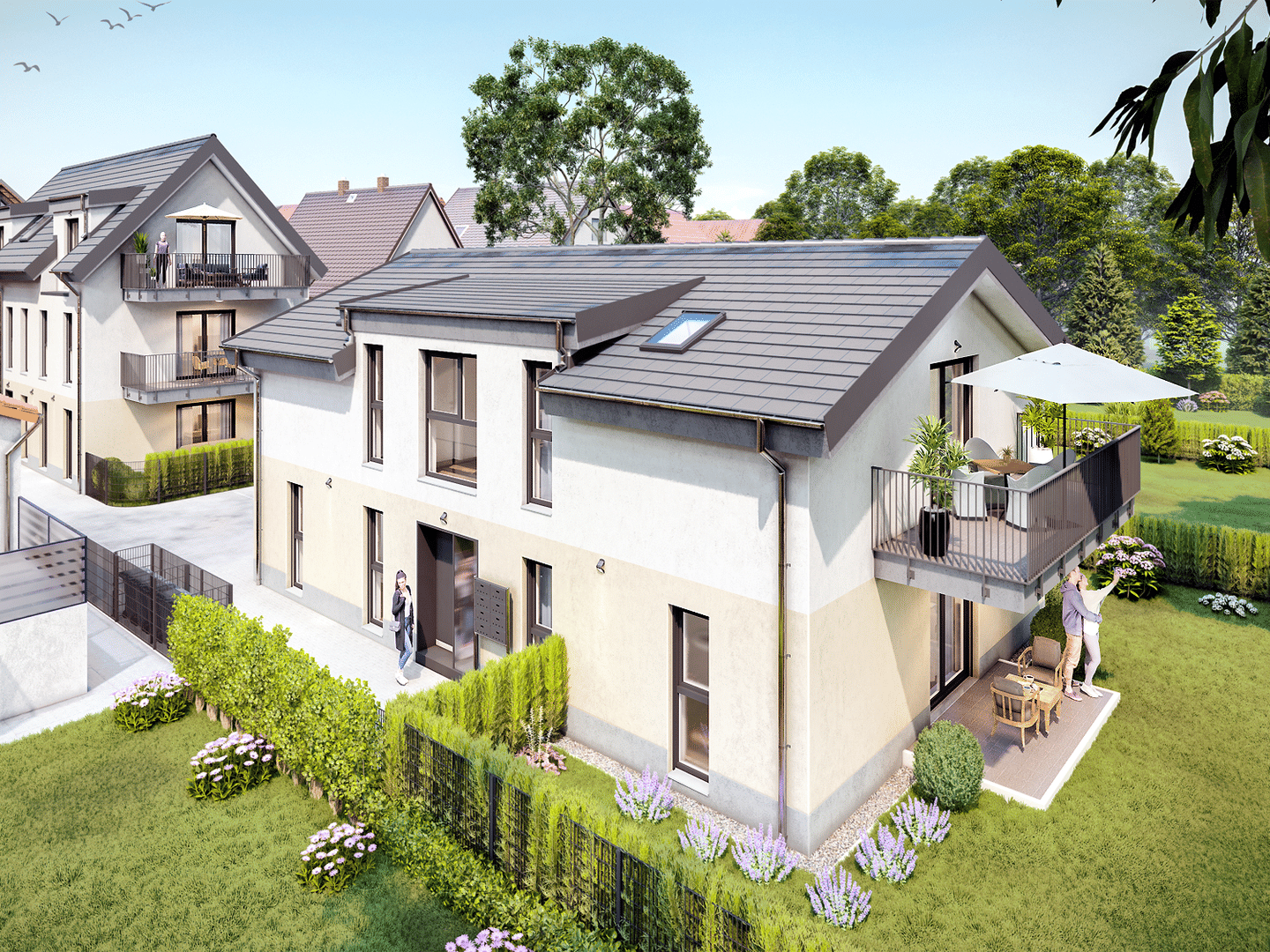 MartinLuther3 (Mörfelden): 2-Zimmer-Wohnung mit XL-Südbalkon I KfW-40 QNG Neubau I provisionsfrei, 64546 Mörfelden-Walldorf