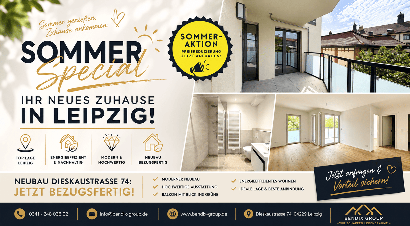 Schicke, bezugsfertige 3 Zi-Wohnung I Modern & hochwertig I Balkon I Top Lage I Energieeffizient, 4249 Leipzig (Großzschocher Hartmannsdorf-Knautnaundorf Knautkleeberg-Knauthain Lausen-Grünau)