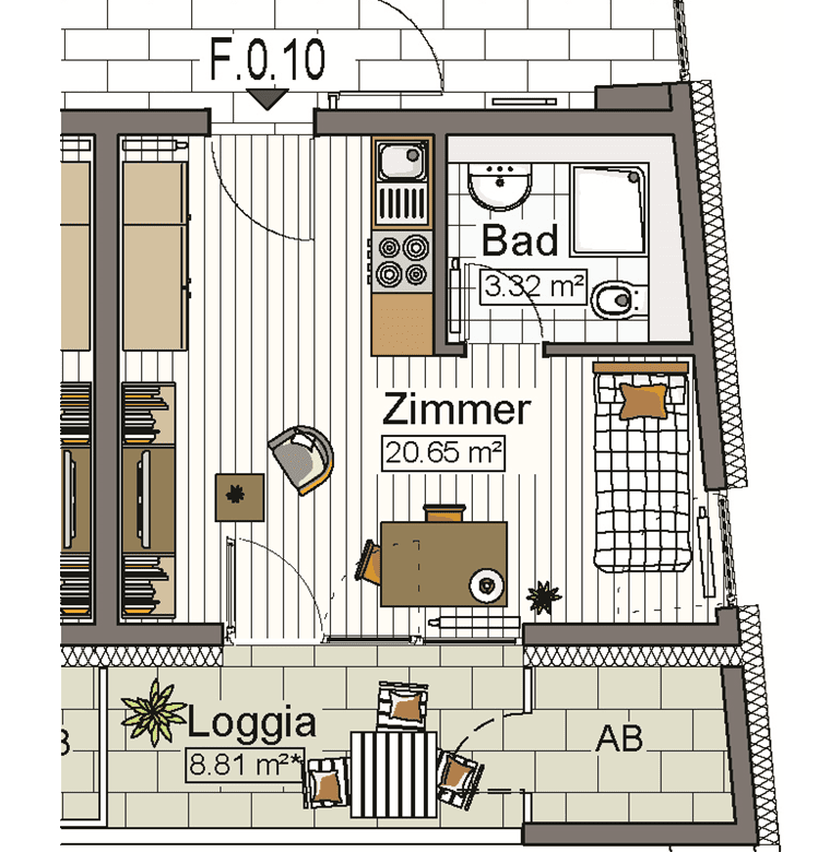 1-Zimmer Wohnung (Single Flat) in Neu-Ulm zu vermieten, 89231 Neu-Ulm