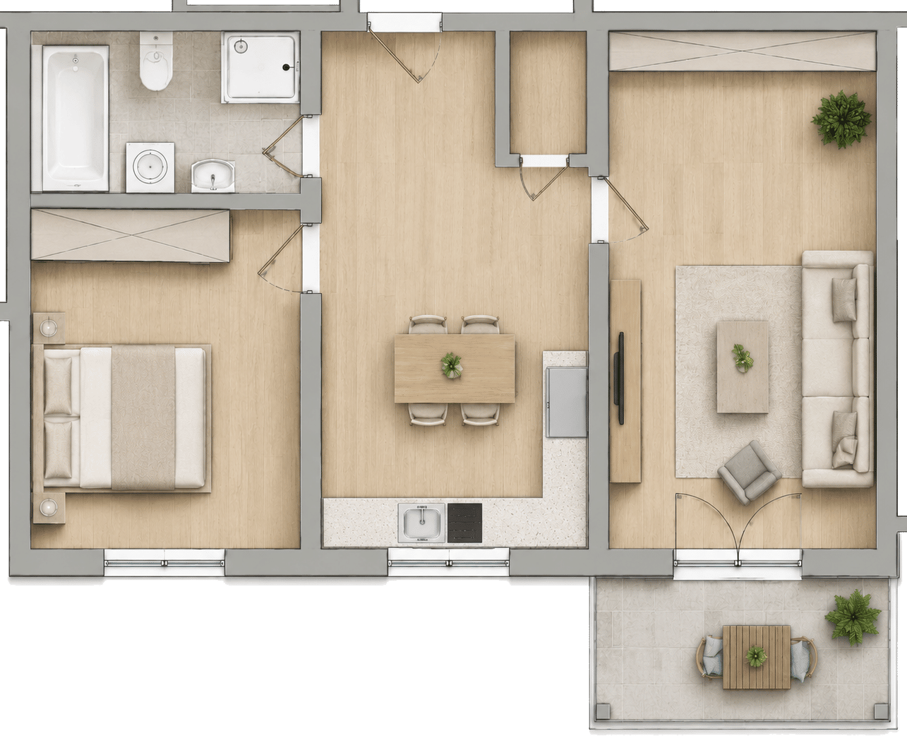 Moderne 2-Zimmer-Eigentumswohnung mit Südbalkon, Fußbodenheizung und sehr niedrigen Nebenkosten, 86653 Daiting