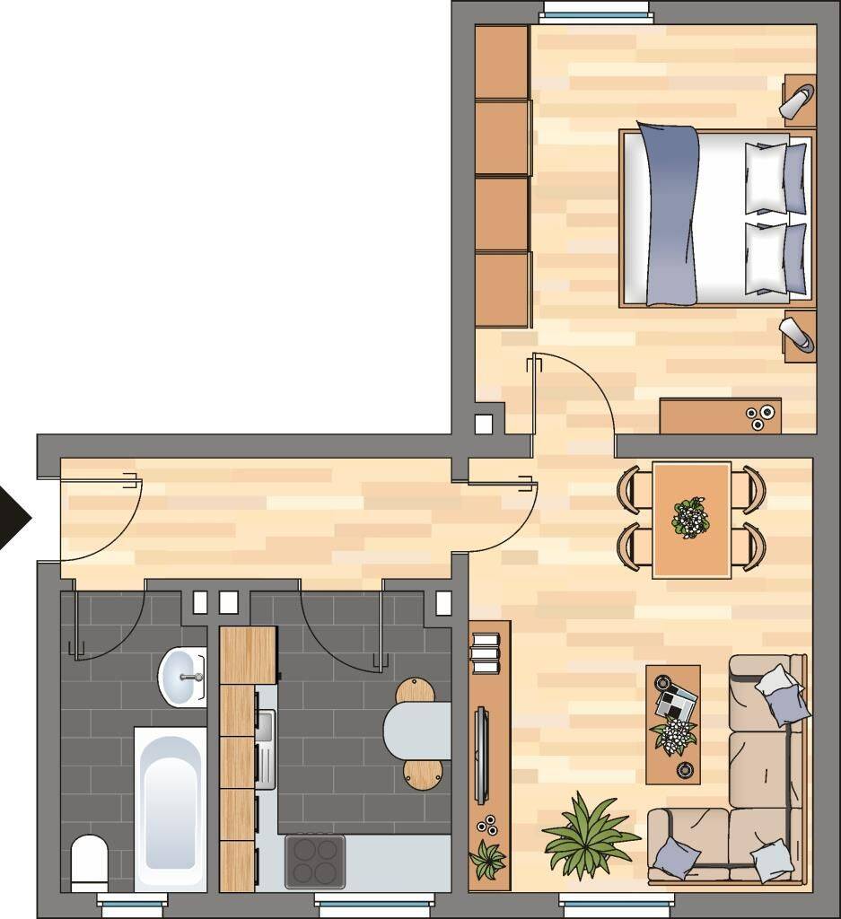 Charmante 2-Zimmer-Etagenwohnung in Herne mit Tageslichtbad, 44653 Herne (Baukau-West Crange Unser Fritz Wanne Wanne-Süd)