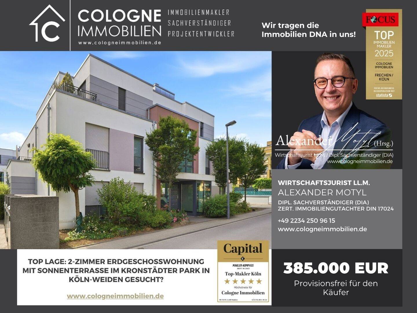 2-ZIMMER-ERDGESCHOSSWOHNUNG AUS 2018 “A” MIT SONNENTERRASSE/GARTEN UND TIEFGARAGE IN KÖLN-WEIDEN, 50858 Köln (Lindenthal Junkersdorf Weiden)