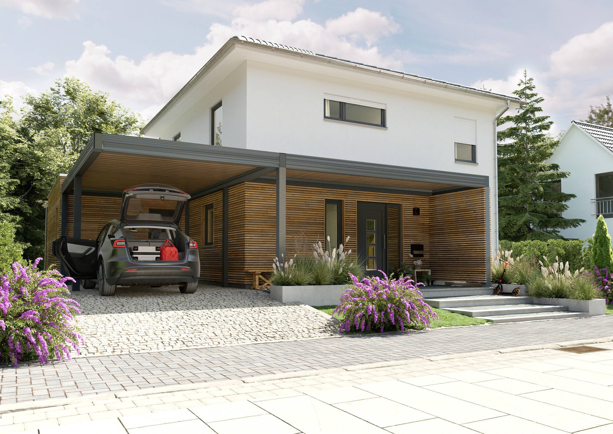 Das moderne Stadthaus mit Carport und Anbau., 32683 Barntrup