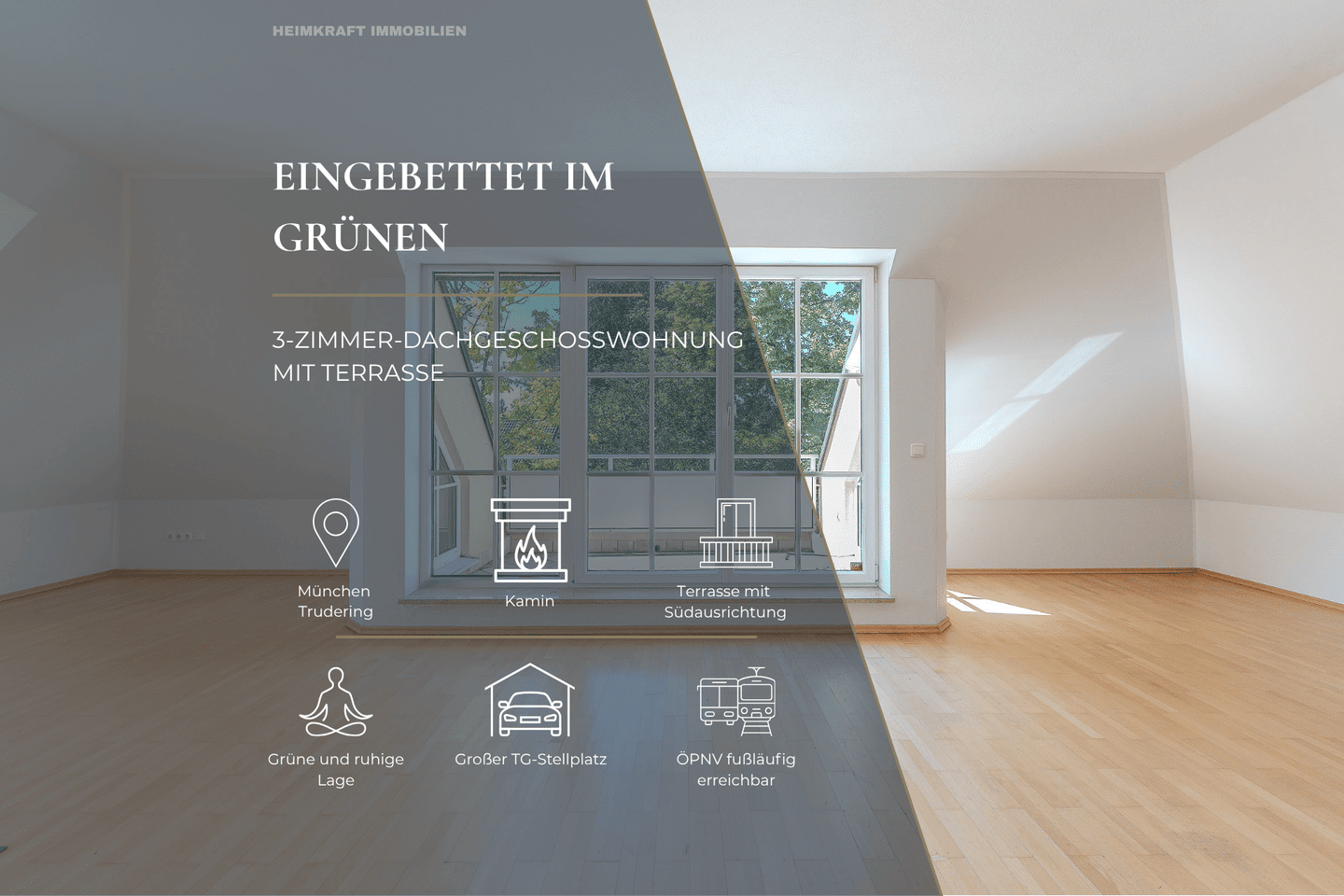 Eingebettet im Grünen – stilvolle 3-Zimmer-Dachgeschosswohnung mit Südterrasse