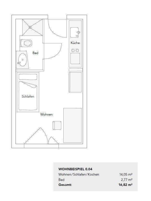 1-Zimmer-Apartment Studenten Nürnberg – Neuwertig und Vollmöbliert!, 90478 Nürnberg (Dutzendteich Gleißhammer Glockenhof Sankt Peter Zerzabelshof)