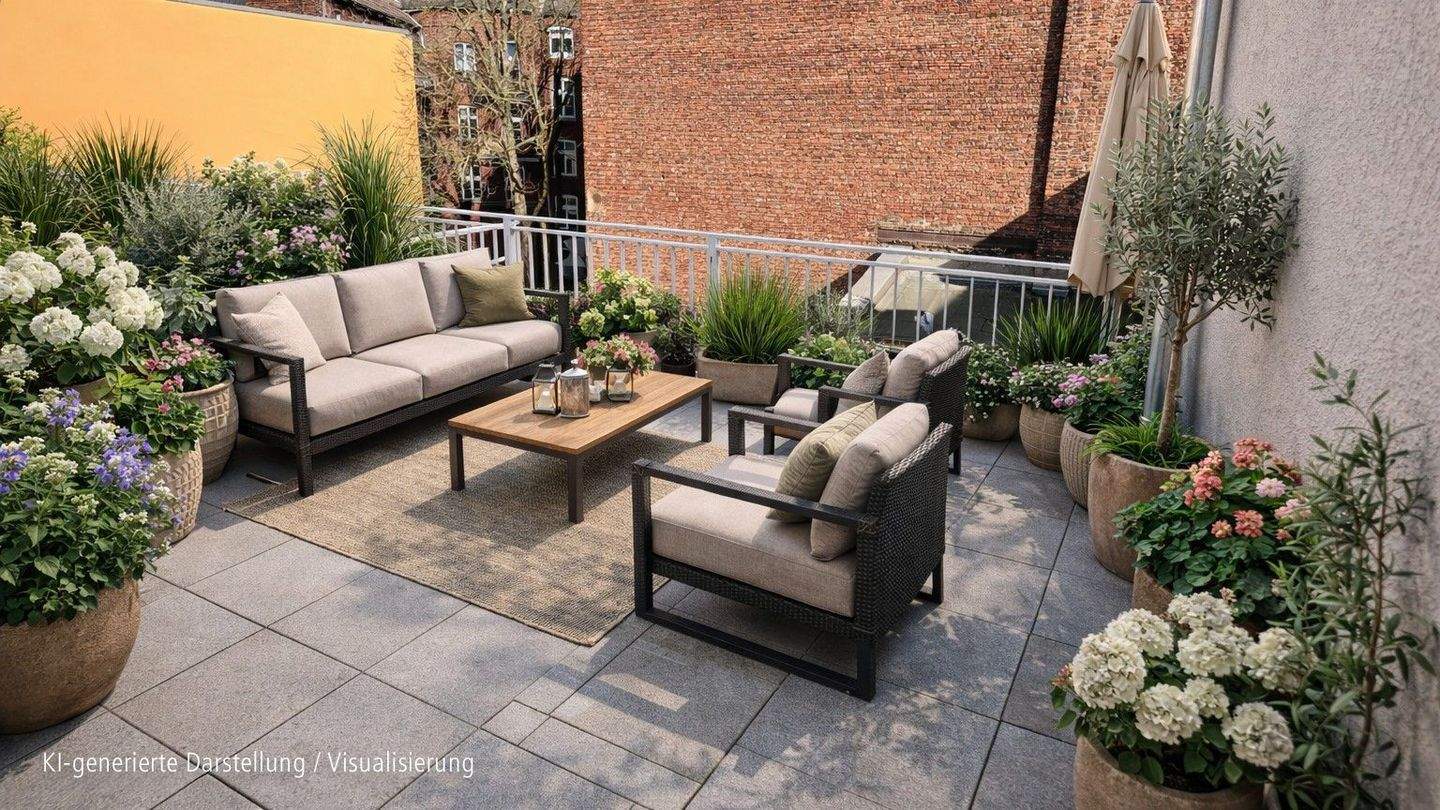 Dachterrasse zum ruhigen Innenhof mitten in Friedrichstadt