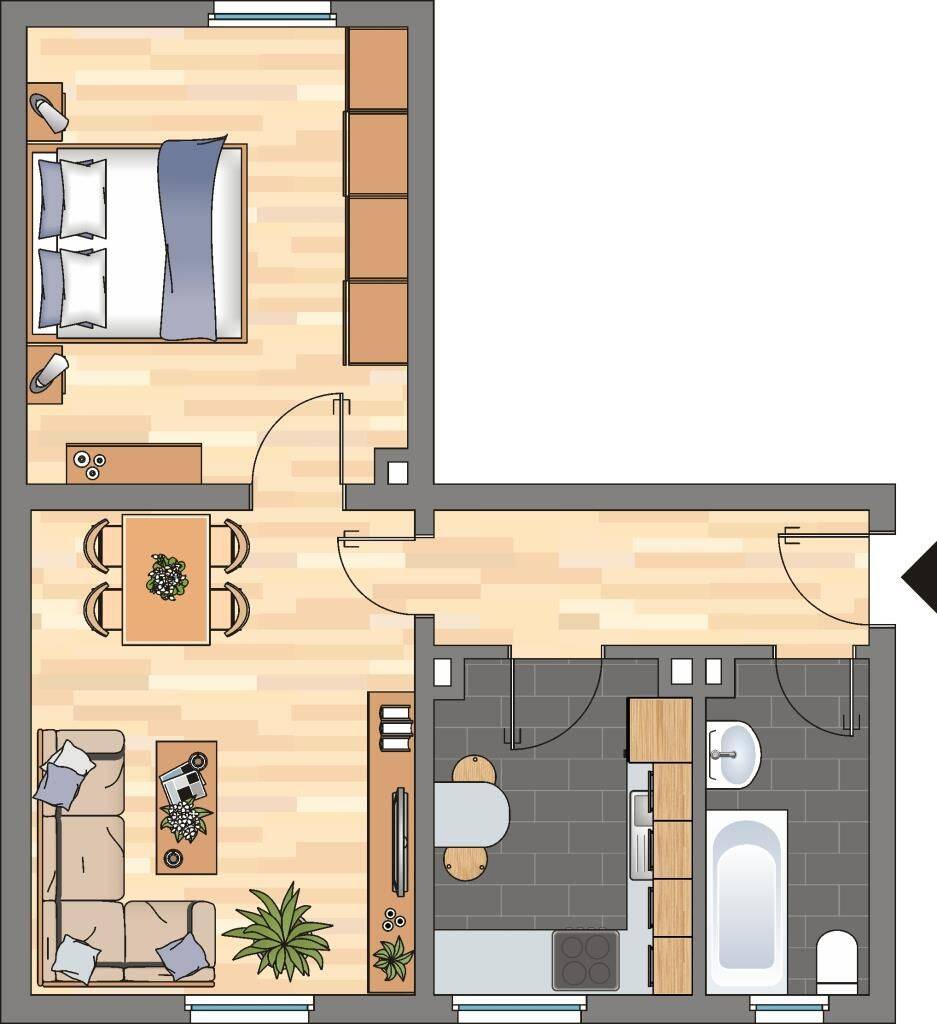 Charmante 2-Zimmer-Etagenwohnung in Herne 45,55 m² mit abwechslungsreicher Atmosphäre, 44653 Herne (Baukau-West Crange Unser Fritz Wanne Wanne-Süd)