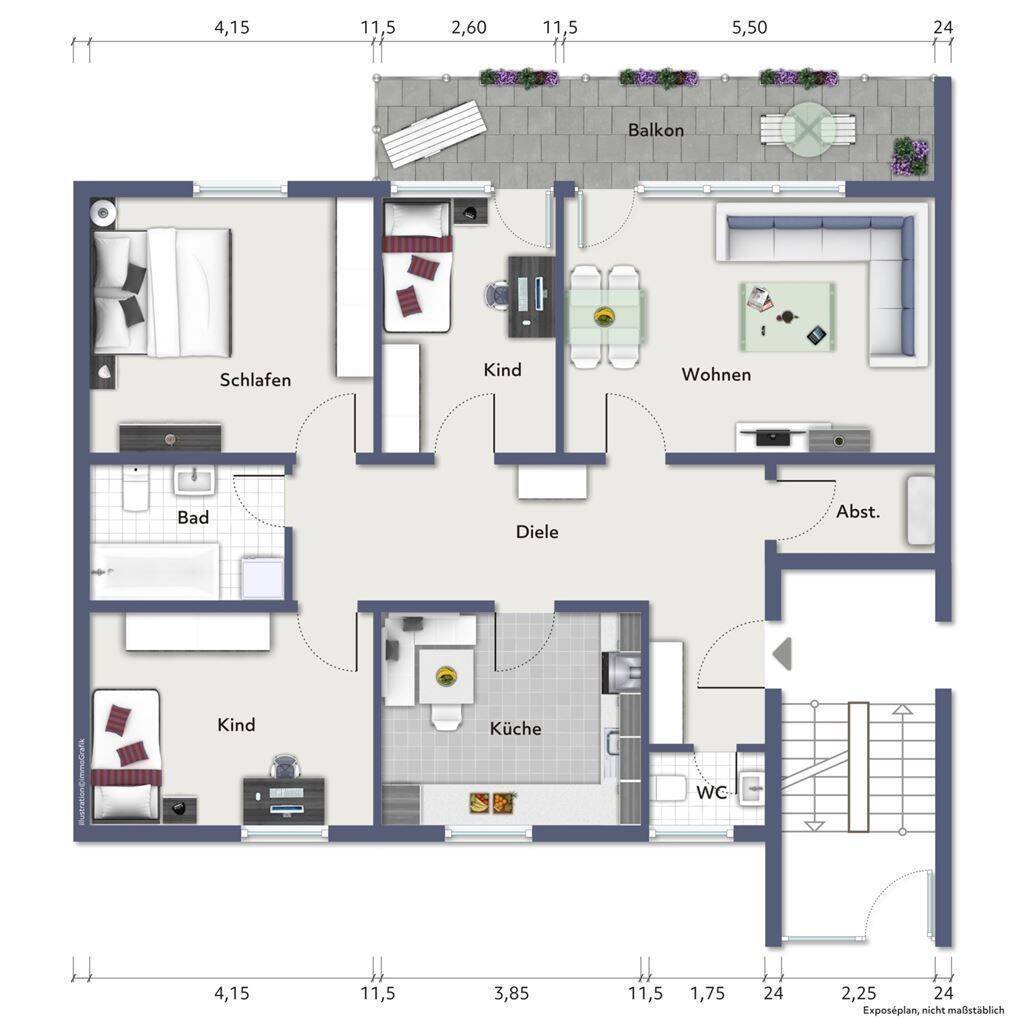 Großzügige 3-4 Zimmer-Wohnung in moderner Wohnanlage in Bühl, 77815 Bühl