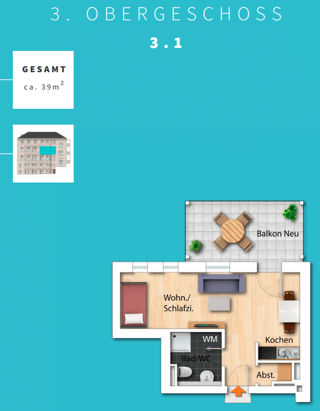 tolle und helle 1 Zimmer Wohnung im Herzen von Kulmbach, 95326 Kulmbach