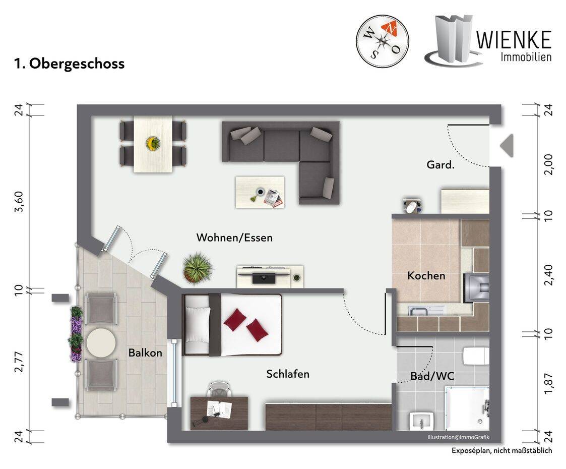 2 Zimmer ETW, mit Balkon, Einbauküche und Tiefgaragenstellplatz, Leerstand!, 79761 Waldshut-Tiengen