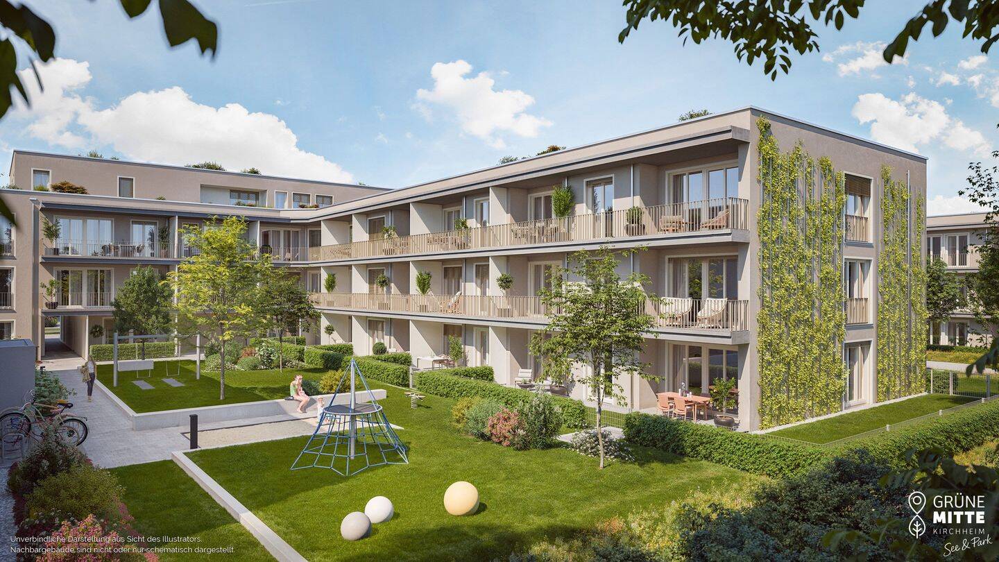 Mitten im Grünen: 2-Zi-Whg. mit Balkon zum Innenhof u. Duschbad, 85551 Kirchheim b. München