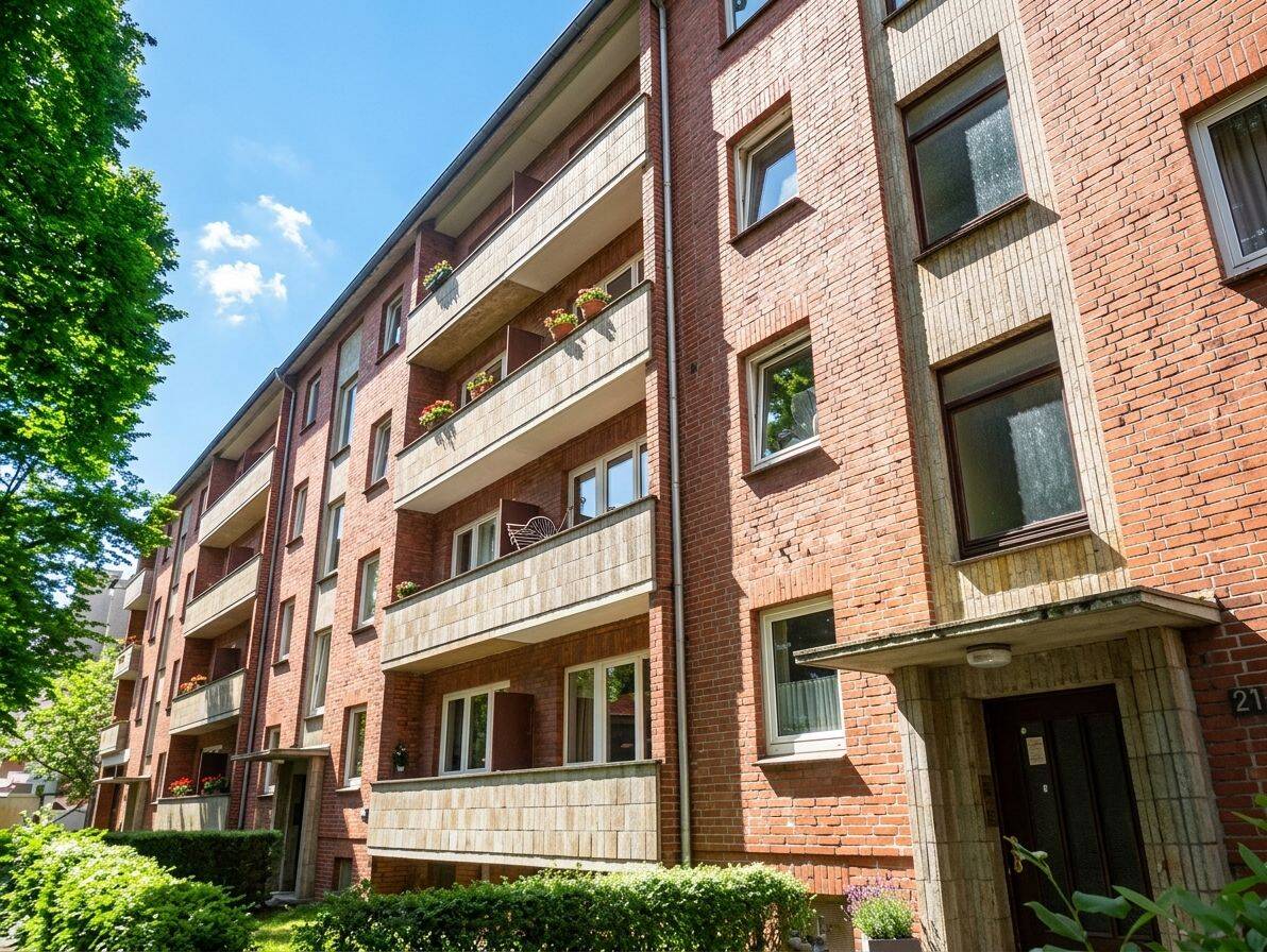 Mit 2 Balkonen zur Miete in Hamburg-Winterhude-Wentzel Dr., 22083 Hamburg (Hamburg-Nord Barmbek-Süd)
