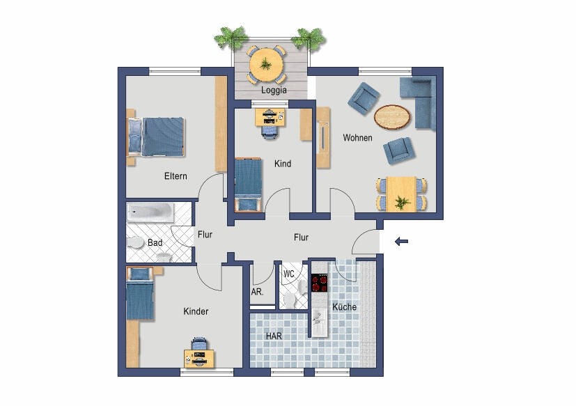 4,5-Zimmer-Wohnung zur Eigennutzung – für den Käufer provisionsfrei – Beispielmöblierung, 64289 Darmstadt (Darmstadt Kranichstein)
