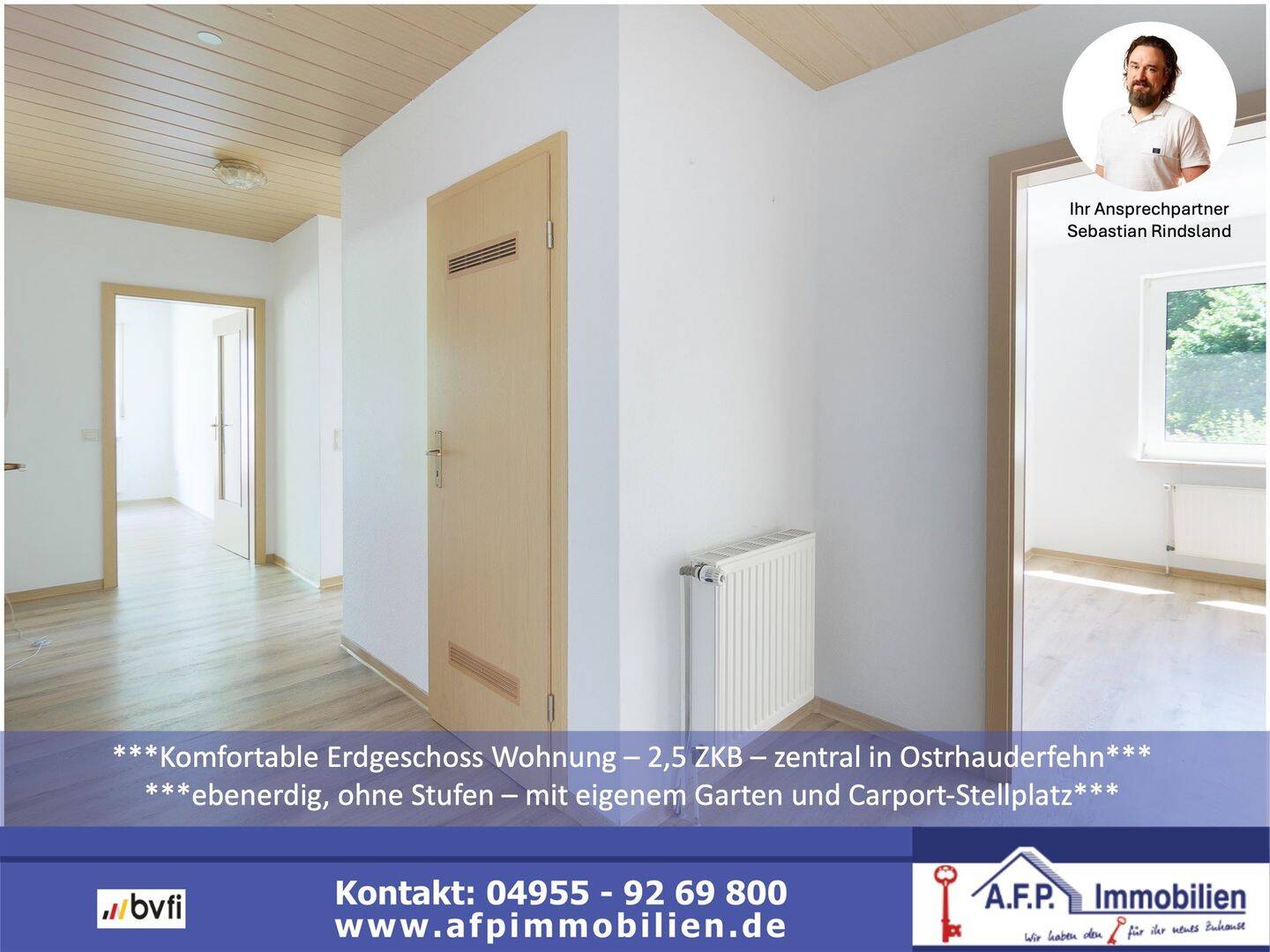 ***Komfortable Erdgeschosswohnung 2,5 ZKB in ruhiger, zentraler Lage von Ostrhauderfehn*** ebenerdig, ohne Stufen – mit eigenem Garten und Carport, 26842 Ostrhauderfehn