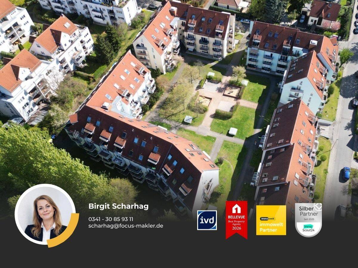Markkleeberg: ruhige 2-Zi-DG-Wohnung mit Terrasse, Stellplatz und grünem Blick in Traumlage, 4416 Markkleeberg
