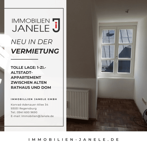 Ansprechendes 1-Zi.-Altstadt-Appartement zwischen Alten Rathaus und Dom, 93047 Regensburg (Innenstadt Kasernenviertel Ostenviertel Westenviertel)