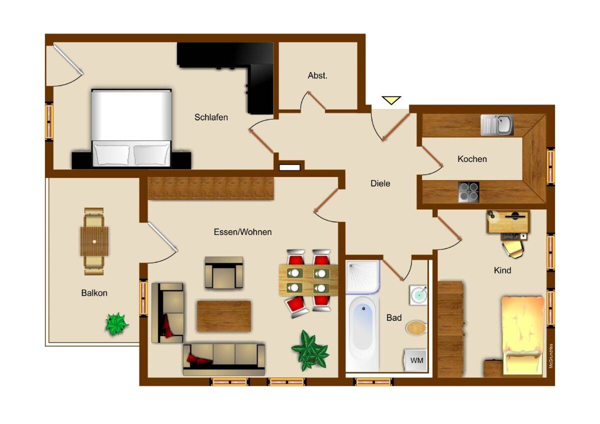 Kümmersbruck: Helle 3 Zimmerwohnung mit Balkon, 92245 Kümmersbruck